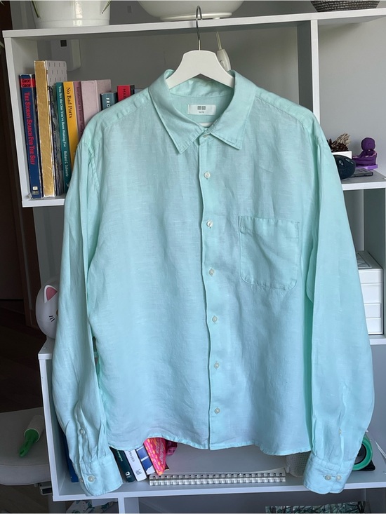 Uniqlo Other - NEW Uniqlo Light Mint Button-Down Long Sleeve Shirt Unisex Short length Casual